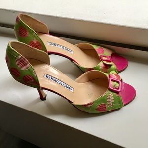 Manolo Blahniks pink/green heels🎀